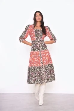 Glamorous Mixed-Folk Poplin Square-Neck Midi-Dress -Cheap Softly Dressed Store fa7ddbaf 37fe 42d3 88bf d02ee581ab8c