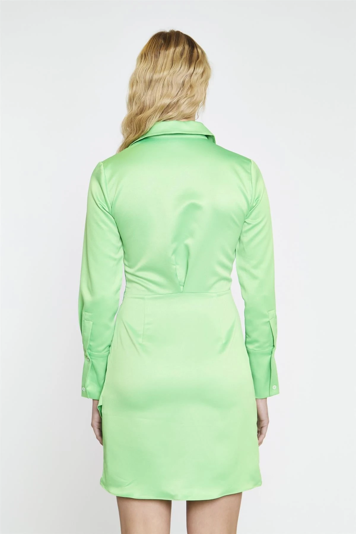 Glamorous Bright-Green Wrapped Shirt Mini-Dress 2 Glamorous Bright-Green Wrapped Shirt Mini-Dress - Image 2