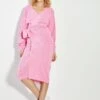 Glamorous Womens Candy Pink Tie Waist Knitted Midi Dress