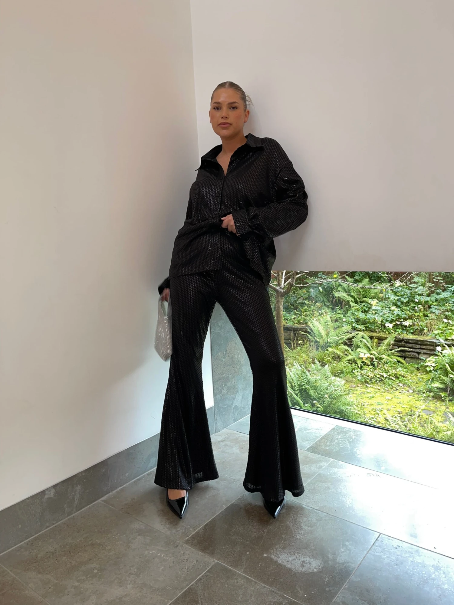 Glamorous Black Sequin Oversized Shirt 1 Glamorous Black Sequin Oversized Shirt