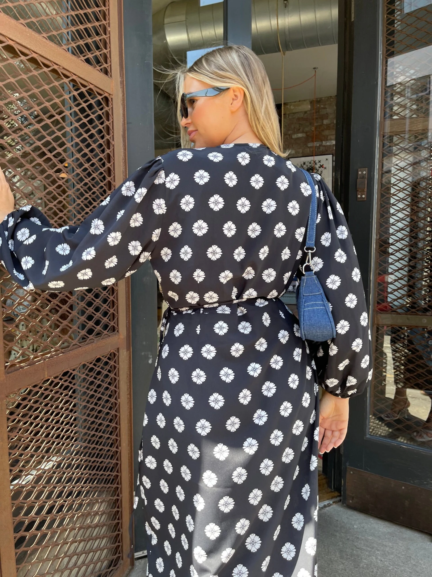 Glamorous Mono-Daisy Long Sleeve Wrap Midi-dress 2 Glamorous Mono-Daisy Long Sleeve Wrap Midi-dress - Image 2