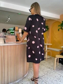Glamorous Black Floral Satin T-Shirt Mini-Dress -Cheap Softly Dressed Store image01171