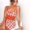 Glamorous Care Rust Gingham Crop Top
