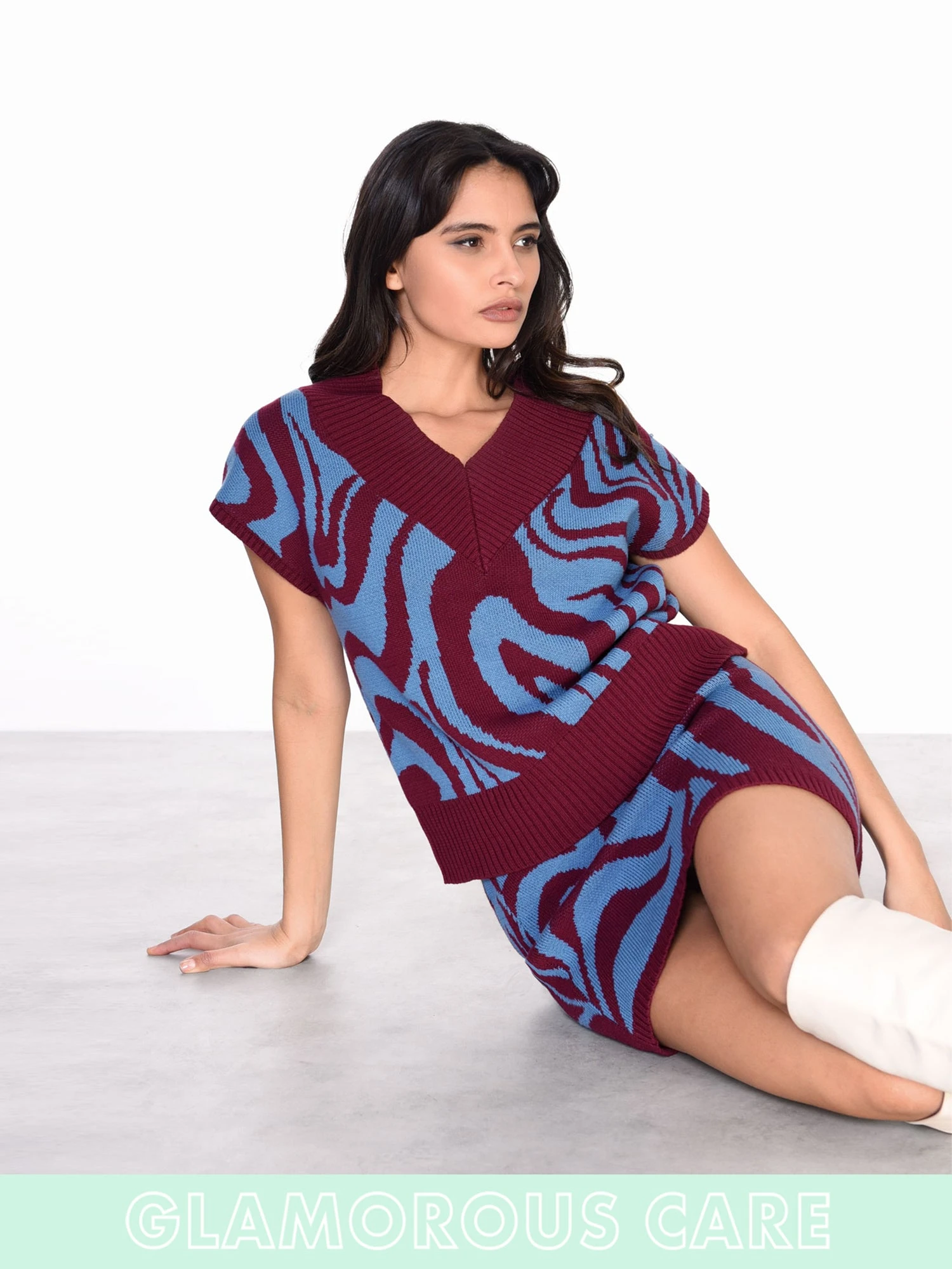 Glamorous Care Plum Stone Blue Marble Mini Knit Skirt 5 Glamorous Care Plum Stone Blue Marble Mini Knit Skirt - Image 5