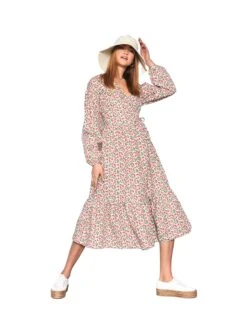 Glamorous Multi White Cherry Print Wrap Midi Dress -Cheap Softly Dressed Store p AC3417 CR68 01