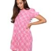 Glamorous Pink Check Mini Shift Dress