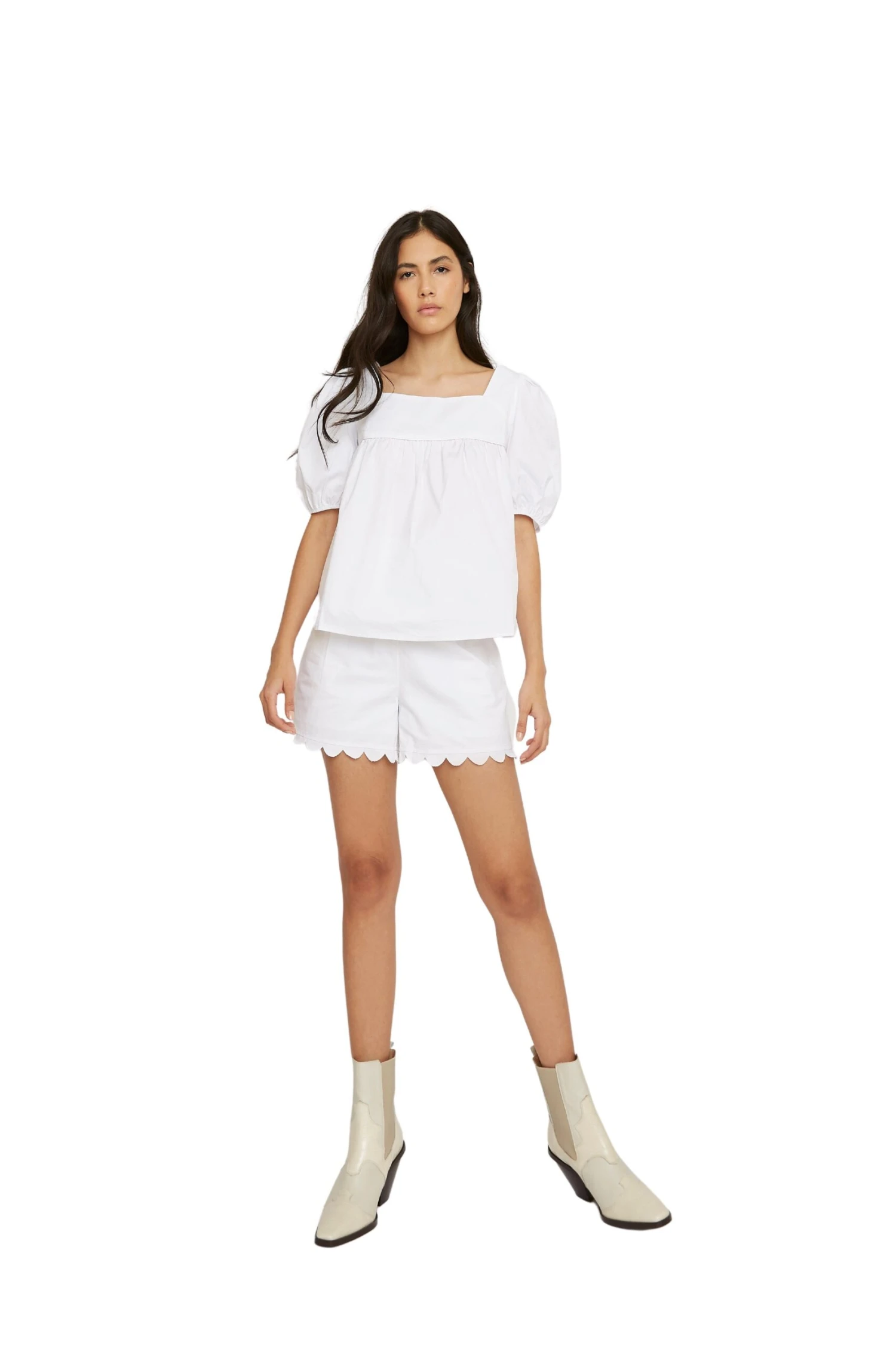 Glamorous White Crochet Puff Shoulder Open Back Blouse 1 Glamorous White Crochet Puff Shoulder Open Back Blouse