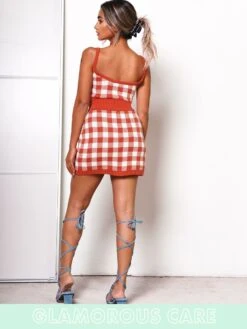 Glamorous Care Rust Gingham Mini Skirt -Cheap Softly Dressed Store skirt3